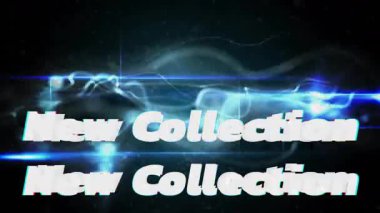 RGB hata titreşimli metin flaş sonra beyaz Yeni Koleksiyon başlığına çözümleme ürünleri ortaya çıkarıyor. Fütürist, dijital, neon, teknoloji, animasyon, hareket grafikleri, canlı