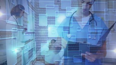 Klinisyen açılış çekmeceleri tıbbî veri örtüşmesine yol açarken akran tıkırtısı panoların hayati değerlerini okuyor. Tıbbi teknoloji, sağlık, dijital sağlık, hasta bakımı, veri güvenliği, hastane, elektronik kayıtlar