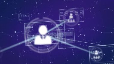 Parçacık kıvılcımı kullanıcı simgesini başlatır kayan paneller ve genişlemeyi dallandıran ağ görselleştirir. Dijital, bağlantı, fütüristik, soyut, teknoloji, veri, ağ