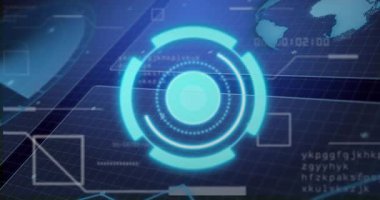 Sürücü tarama hatlarını güncelleyen zamanlayıcı, geri sayım için geri sayım çubuklarını çekerken halkayı tarıyor. Fütürist, arayüz, teknoloji, veri, görselleştirme, dijital, soyut