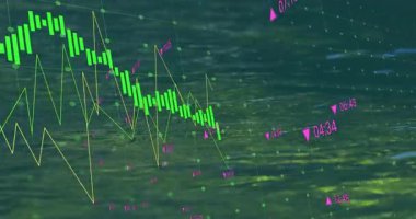Yeşil şamdanlar açılıyor, sarı çizgi yükseliyor. Piyasa dalgalanması gözümde canlanıyor. Finans, borsa, ticaret, veri görselleştirme, dijital, soyut, teknoloji