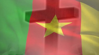 Arka plan tasarımı için kusursuz döngü üzerinde kamerun bayrağını dalgalandıran esinti. Vatanseverlik, kumaş, hareket, doku, sembolizm, ulusal, enerjik