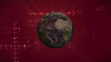 Kırmızı karatahta açılışı başlatılıyor. Formüller yer değiştiriyor ve dönüşüyor. Matematiği resmediyor. Matematik, eğitim, dijital, animasyon, bilim, kök, görselleştirme