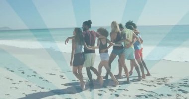 Birbirine bağlanan kollarda arkadaşlar kıyı boyunca yürümeye başlar ve seyahat birliğini gösteren ayak izleri bırakır. Arkadaşlar, kıyı şeridi, çeşitlilik, birlik, macera, eğlence, coşku