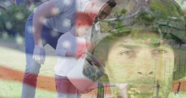 Babası, askerlik hizmeti sunarken, eğitimdeki bitkileri sulayan çocuğa rehberlik ediyor. Aile, akıl hocalığı, büyüme, vatanseverlik, açık hava, çevre, yetiştirme