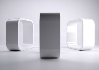 Beyaz arkaplan karşısında kare şekilli döngü nesneleri