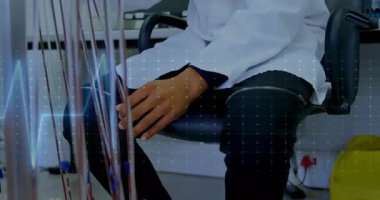 Tıbbi klinisyen dokunmatik kabloları ve canlandırılmış bağlantı kablo kontrolünü başlatıyor. Teşhis, teknoloji, kesinlik, sağlık, ekipman, laboratuvar, soruşturma