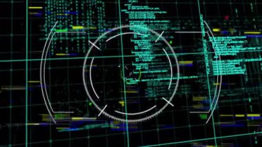 Başlangıçta parçacık döndürme, kod akışı, hata gösterme, HUD titreşim işleme. Siber güvenlik, dijital arayüz, gelecek, veri analizi, teknoloji, animasyon, ui tasarımı