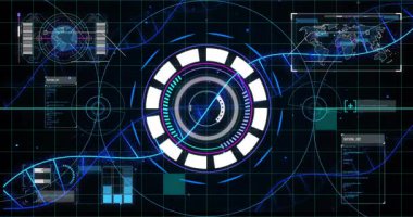 Mavi yay süpürüyor, HUD aydınlatma sarmalını döndürüyor, dünyayı ya da harita panellerini renklendirme hedefini güncelliyor. Fütüristik, teknoloji, arayüz, yenilik, dijital, sürükleyici, veri