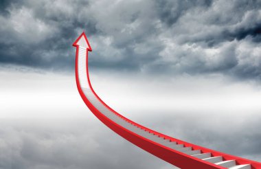 gökyüzü karşı kırmızı merdiven ok