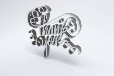 Gri arkaplandaki teşekkür metninin yansıması