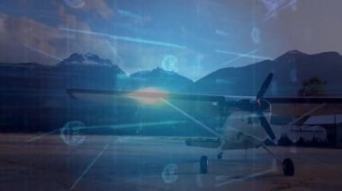 Uçak pistinde sürüklenen zayıf devreler, finans için yanıp sönen avro sembolüne dönüşüyor. Uzay, teknoloji, dijital, yenilik, havacılık, gelecekçilik, finans