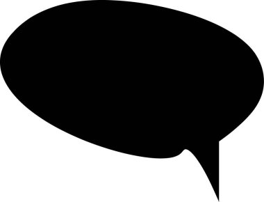 Saf siyah konuşma balonu silueti düz tasarımda beyaz zemin üzerinde yüzüyor, kopyalama uzayı. Asgari, grafik, iletişim, mesaj, tasarım, dijital, markalaşma