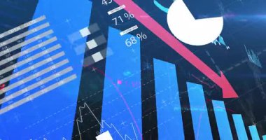 Finansal konsolun açılışı güncelleme ve aşağıya doğru ok darbelerini ölçerken gönderme çubukları kayıyor. Analizler, veri görselleştirme, gösterge paneli, finans, teknoloji, iş zekası, grafikleme