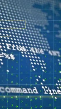 Mavi teknik şebeke üzerinde ikili kod ve veri işleme animasyonu. Teknoloji, dijital, programlama, kodlama, fütüristik, ağ