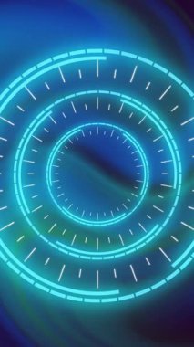 Mavi veri yükleme halkası parlayan yeşil ve mavi ışıkların üzerinde. Soyut, veri, teknoloji, dijital arayüz, bağlantı ve iletişim dijital olarak oluşturulmuş video.