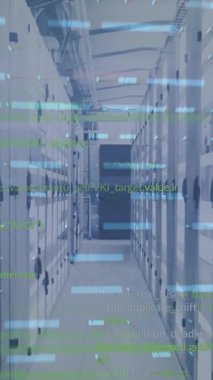 Bilgisayar sunucuları üzerinden finansal veri işleme animasyonu. Küresel iş, finans ve veri işleme kavramı dijital olarak oluşturulmuş video.