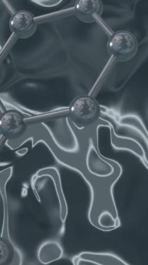 Gri arkaplan üzerinde mikro molekül modellerinin animasyonu. Küresel bilim, araştırma ve bağlantılar konsepti dijital olarak oluşturulmuş video.