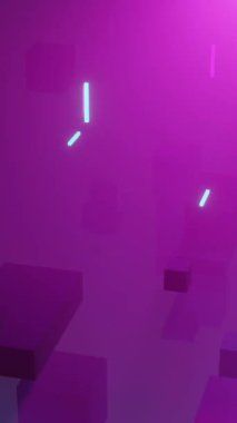 3 boyutlu küp ve mor arkaplan animasyonu. İletişim, veri işleme, yaratıcılık ve dijital arayüz arka plan kavramı dijital olarak oluşturuldu.