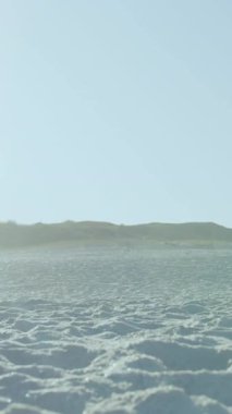 Sahilde koşan mutlu Afro-Amerikan çiftin üzerindeki çerçevenin animasyonu. Aşk, romantik ilişki ve tatil konsepti dijital olarak oluşturulmuş video.