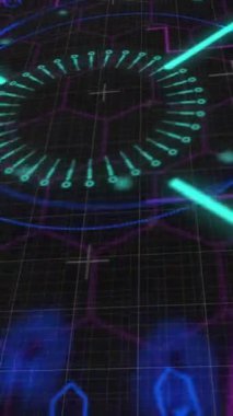 Kapsam taramasında veri işleme animasyonu. Dijital olarak oluşturulmuş küresel bağlantılar, veri işleme ve dijital arayüz kavramı.