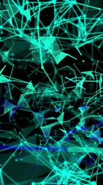 Siyah arka planda parlayan yeşil pleksus ağlarının dijital animasyonu. Küresel ağ ve bağlantı kavramı