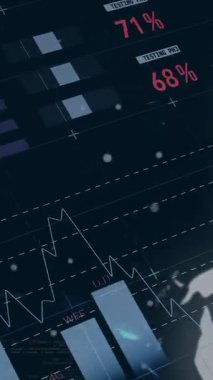 Tüm dünyada şema ve veri işleme animasyonları. Küresel teknoloji ve dijital arayüz konsepti dijital olarak oluşturulmuş video.