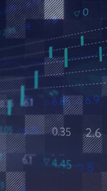 Siyah arkaplan üzerinden finansal veri işleme animasyonu. küresel iş, finans ve dijital arayüz kavramı dijital olarak oluşturulmuş video.