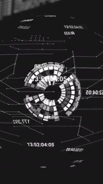Siyah arka planda dünya ve veri işleme animasyonları. veri işleme, ağ, bilgisayar ve teknoloji konsepti dijital olarak oluşturulmuş video.