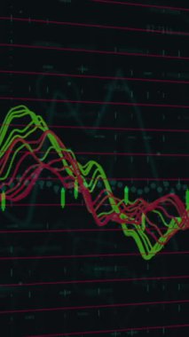 Siyah arka planda finansal veri işlemenin dijital animasyonu. Küresel finans ve iş teknolojisi kavramı