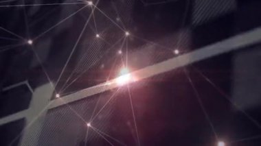 Işık noktaları soluyor, başlangıç düğümleri birleşiyor, ağ kaydırma panelleri yükselişte olan eğilimi ortaya çıkarıyor. Gelecek, teknoloji, soyut, dijital, siber, yenilik, dinamik