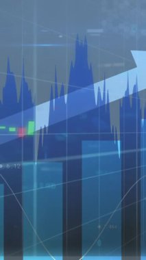 Mavi arka planda finansal veri işleme animasyonu. küresel finans, iş ve dijital arayüz kavramı dijital olarak oluşturulmuş video.