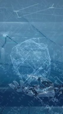 Matematiksel denklemler ve dijital ekranlar üzerinde dönen şekillerin animasyonu. dünya ve haritalar konsepti dijital olarak oluşturulmuş video.