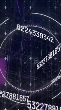 Kapsam taramasında finansal veri işleme animasyonu. Küresel iş, finans, hesaplama ve veri işleme kavramı dijital olarak oluşturulmuş video.