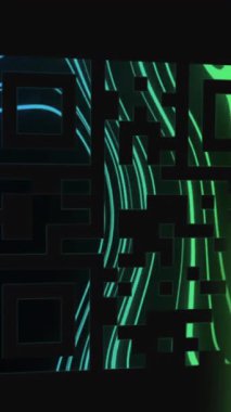 Bir sunucu odasındaki bir bilgisayar sunucu ağından akan veri işleme animasyonu, yüzeyde parlayan beyaz ışık izleri ile gösterilir.