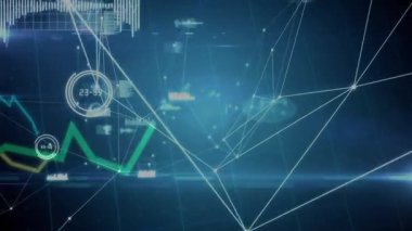 Yeşil hat tırmanışı ve yanıp sönen ışınlar veri akışını gösterirken ortaya çıkan ağ düğümleri şebeke oluşturuyor. Teknoloji, veri, görselleştirme, fütüristik, dijital, analitik, devre