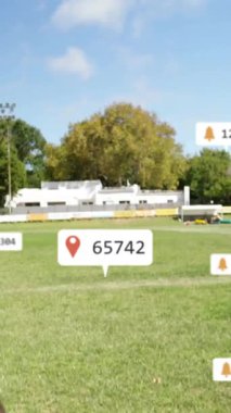 Maçtaki çeşitli erkek ragbi oyuncularının sosyal medya bildirimlerinin animasyonu. Spor, takım, rekabet, sosyal ağ, dijital arayüz, internet ve iletişim, dijital olarak oluşturulmuş video.