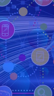 İkili kodlama ile dünyanın dört bir yanındaki dijital simgelerle bağlantı ağının animasyonu. küresel finansman ve iş, bağlantılar ve dijital arayüz konsepti dijital olarak oluşturulmuş video.