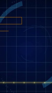 Asma kilit üzerinde diyagram ve veri işleme animasyonu. Küresel iş ve dijital arayüz kavramı dijital olarak oluşturulmuş video.