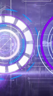 Dürbün taraması ve dijital ekranda veri işleme animasyonları. küresel teknoloji, dijital arayüz ve veri işleme kavramı dijital olarak oluşturulmuş video.