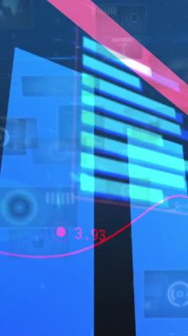 Animation of data processing over dark background. Global business, finance and connections concept digitally generated video.