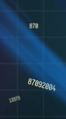 Neon yuvarlak tarayıcı ve istatistiksel veri işleme karşı numaraların değiştirilmesi. Bilgisayar arayüzü ve iş veri teknolojisi kavramı