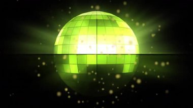 Söndükten sonra, yeşil ızgara küre ışıldıyor ve enerji alanını gösteren altın parçacıkları sürüklüyor. Fütürist, teknoloji, dijital, soyut, uyum, hareket, canlı