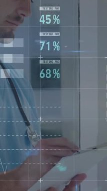 Kadın istatistikleriyle ilgili istatistik ve veri işleme animasyonları. Küresel işletme finans ekonomisi ve teknoloji kavramı dijital olarak oluşturulmuş video.