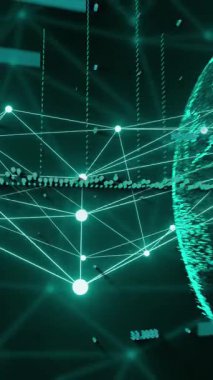 Dünya üzerindeki veri ve bağlantı ağının animasyonu. Küresel ağlar, işletmeler, finansmanlar, hesaplama ve veri işleme kavramı dijital olarak oluşturuldu.