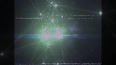 Dark background starting nodes emerging, lines linking dots, glitching showing network lifecycle. Futuristic, digitalart, cybernetic, hightech, network, abstract, motiongraphics