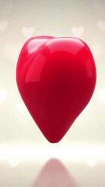 Kalp ikonunun dönmesi ve beyaz arka planda titreşen kalplerin canlandırılması. Aşk, romantizm ve sevgililer günü konsepti dijital olarak oluşturulmuş video.