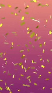 Konfeti animasyonu gradyan pembeden sarı arka plana düşüyor. parti ve kutlama konsepti dijital olarak oluşturulmuş video.