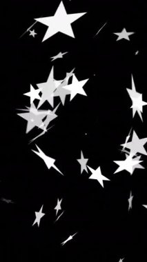 Siyah arka planda düşen noel yıldızlarının animasyonu. Noel, gelenek ve kutlama konsepti dijital olarak oluşturuldu.