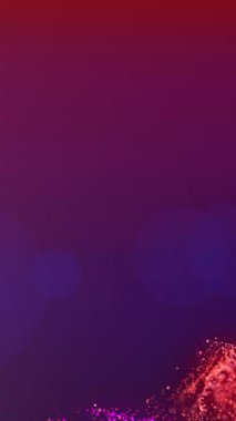 Pembe ve kırmızı parçacık bulutunun animasyonu ve mor arka planda hareket eden kırmızı ışık. hareket, enerji ve biçim, soyut arayüz arkaplan kavramı dijital olarak oluşturulmuş video.